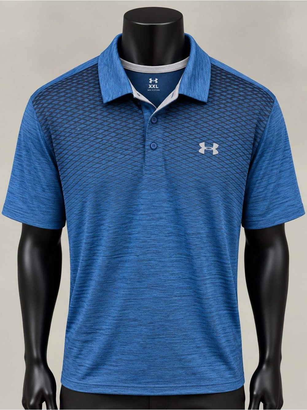 Under Armour Men's Heathered Royal Blue Polo with Contrast Collar